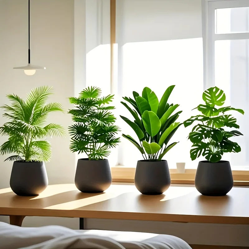 4PCS Large Artificial Palm Tree Plants – Lush Green Foliage Home & Wedding Decor