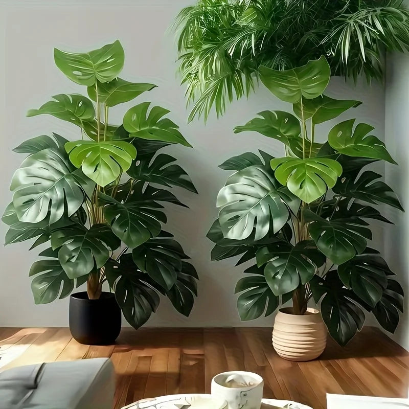 18 Leaves Artificial Fiddle Leaf Fig Tree Realistic Plastic Green Plant Decor