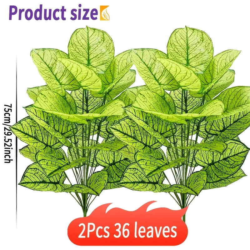 2Pcs Artificial Plants Set 30 Inch – UV Resistant Faux Leaves for Home & Garden Decor