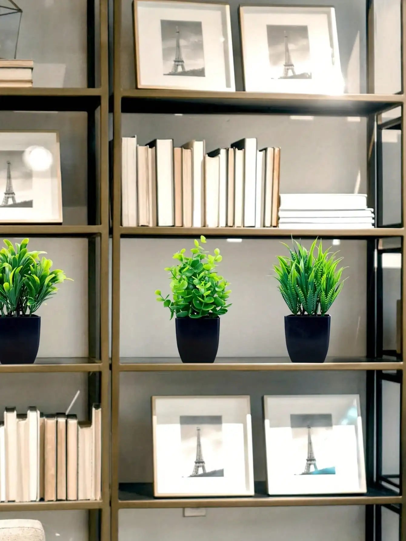 Mini Artificial Eucalyptus Plant with Black Pot – Fake Greenery for Home & Office Decor