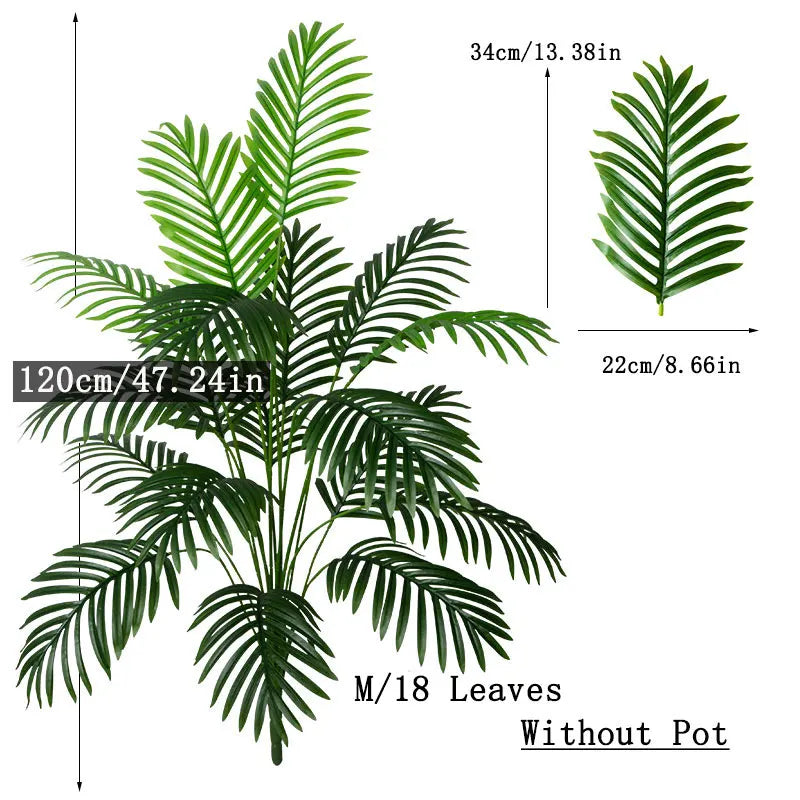 90–120cm Large Artificial Palm Tree – Tropical Faux Green Plant for Home & Garden Decor