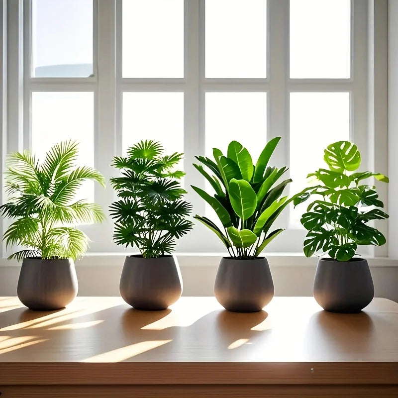 4PCS Large Artificial Palm Tree Plants – Lush Green Foliage Home & Wedding Decor