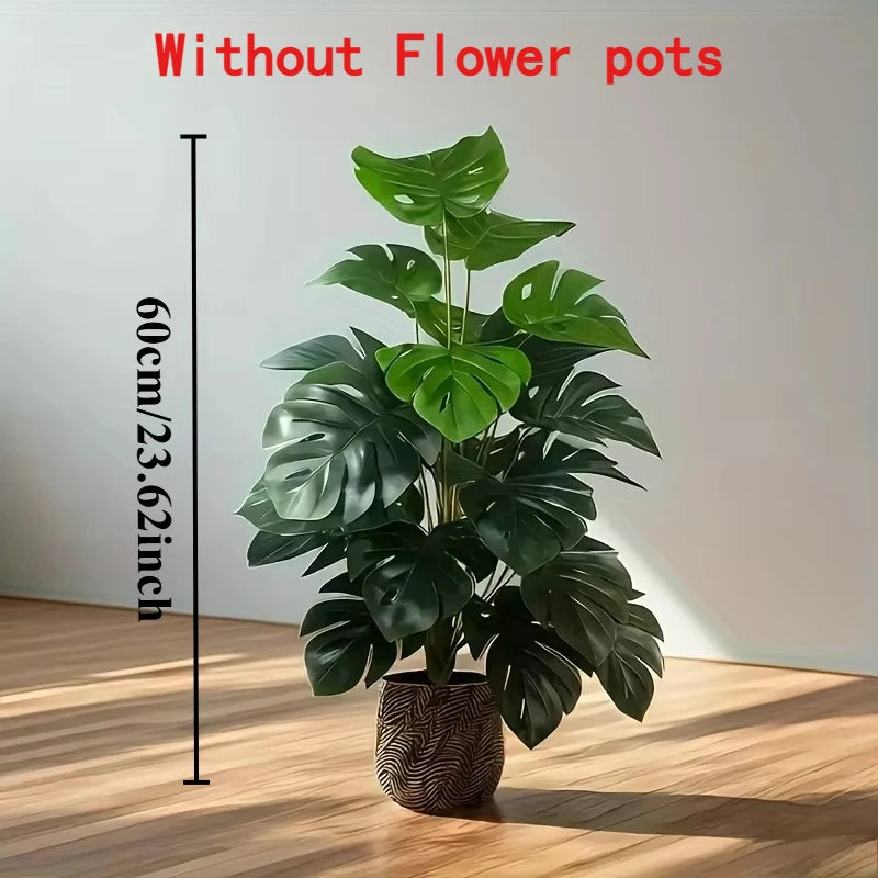 18 Leaves Artificial Fiddle Leaf Fig Tree Realistic Plastic Green Plant Decor