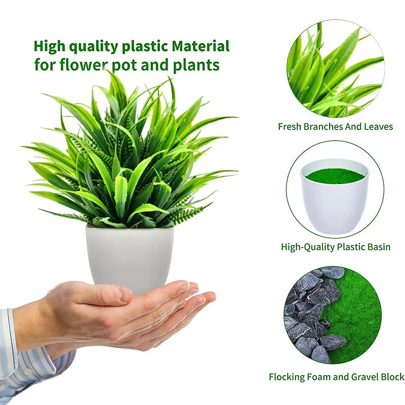 Artificial Plant with Plastic Pot – Faux Greenery for Home & Office Desk Decor