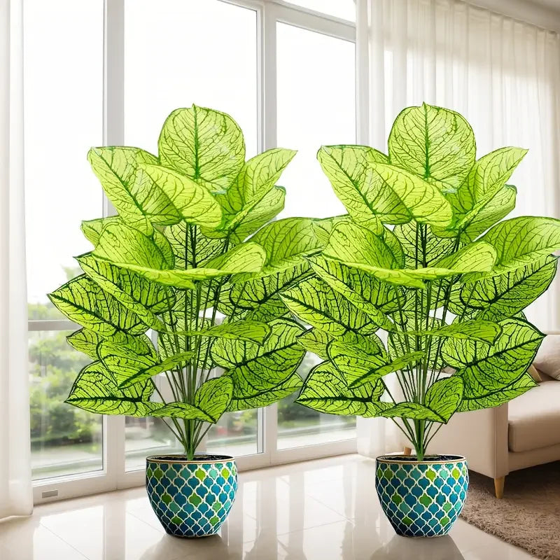 2Pcs Artificial Plants Set 30 Inch – UV Resistant Faux Leaves for Home & Garden Decor