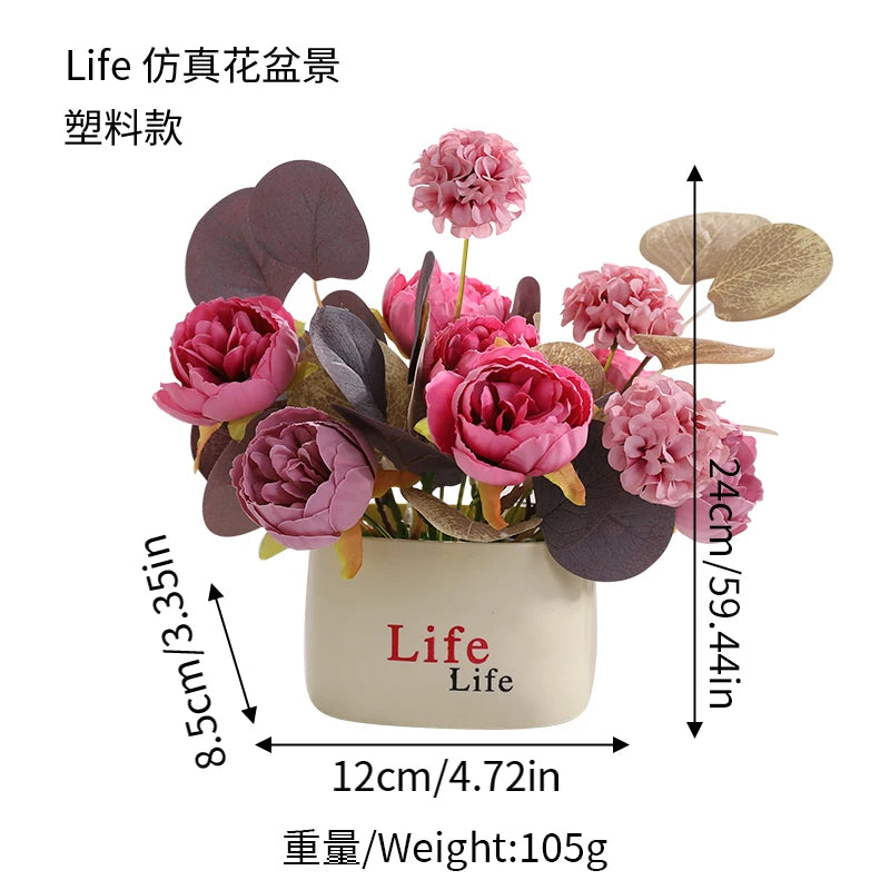 15cm Artificial Flowers Potted Plant – Fake Plastic Flower for Home & Wedding Decor