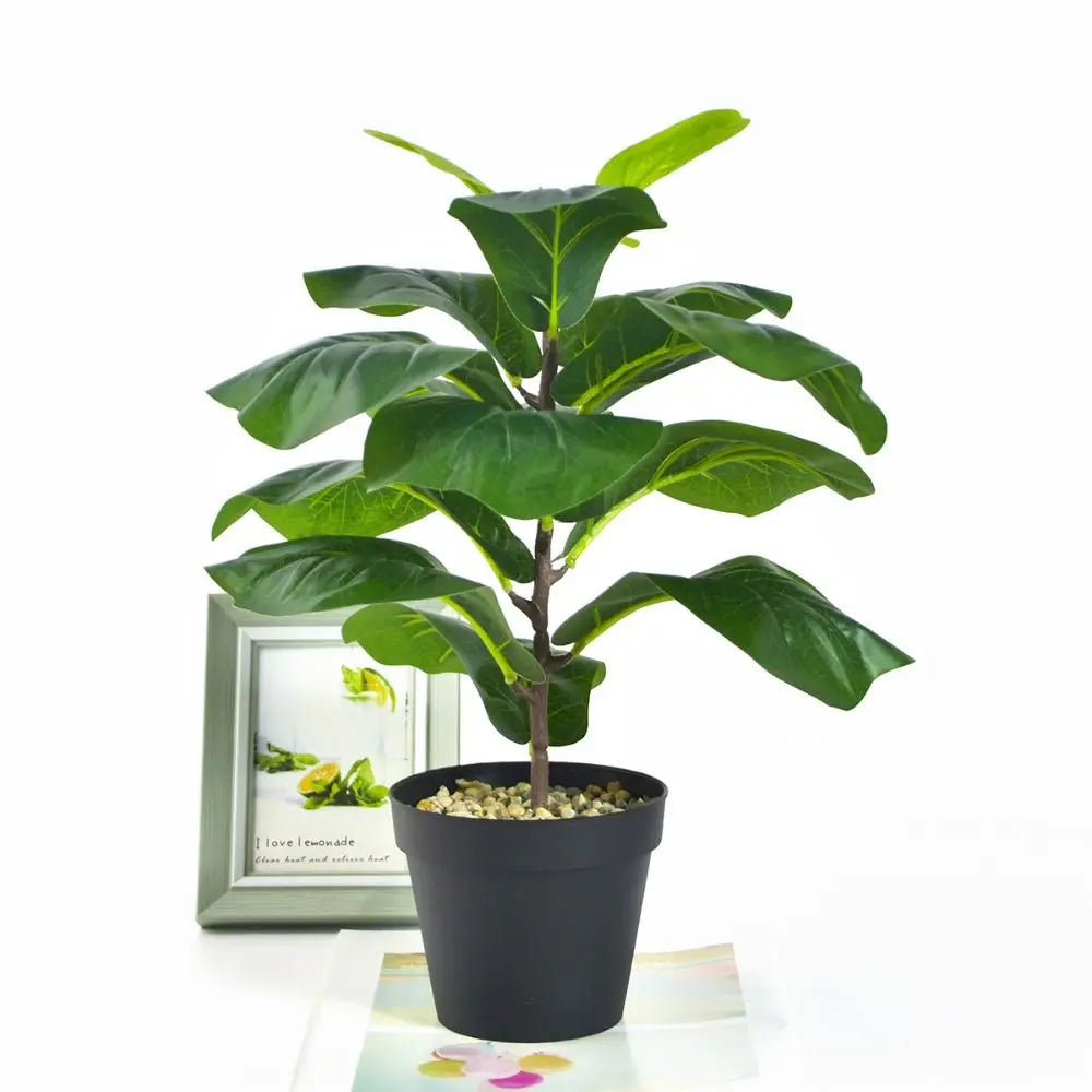 Large Artificial Fiddle Leaves Fig Tree Plastic Vibrant Tropical Banyan Plants Branch Real Touch Delicate