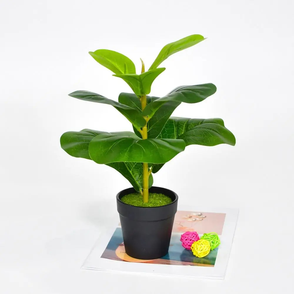 Large Artificial Fiddle Leaves Fig Tree Plastic Vibrant Tropical Banyan Plants Branch Real Touch Delicate