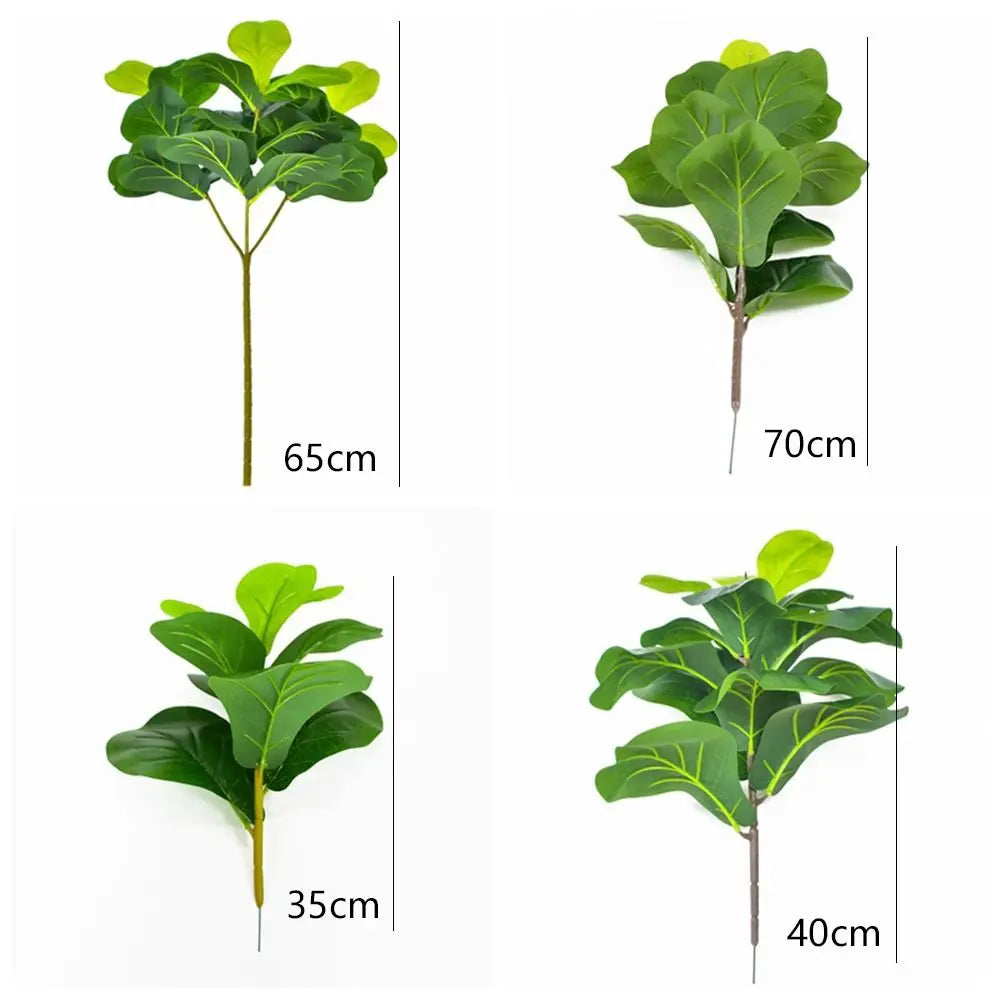 Large Artificial Fiddle Leaves Fig Tree Plastic Vibrant Tropical Banyan Plants Branch Real Touch Delicate