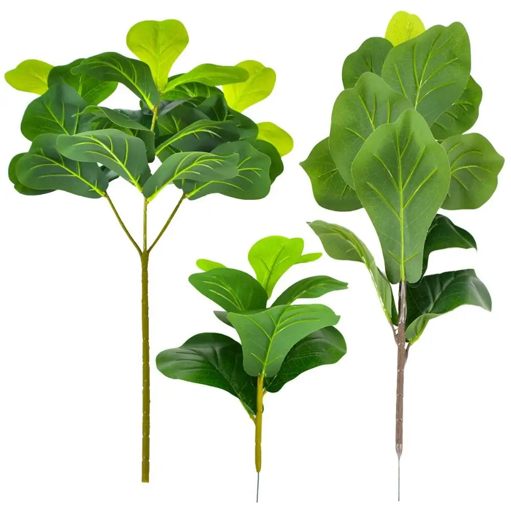 Large Artificial Fiddle Leaves Fig Tree Plastic Vibrant Tropical Banyan Plants Branch Real Touch Delicate
